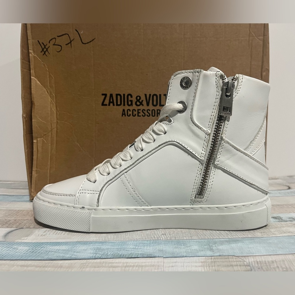 Zadig & Voltaire High Flash White Leather Platform Sneakers - Picture 5 of 8